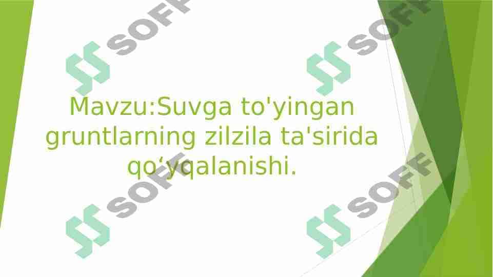 Suvga to'yingan gruntlarning zilzila ta'sirida qoʻyqalanishi. 1
