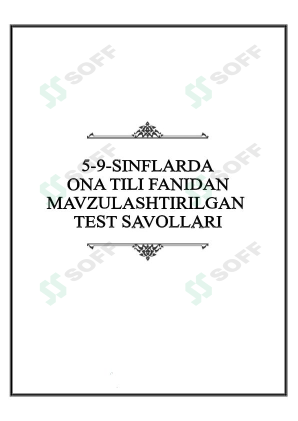 Ona tili fanidan testlar to'plami 1