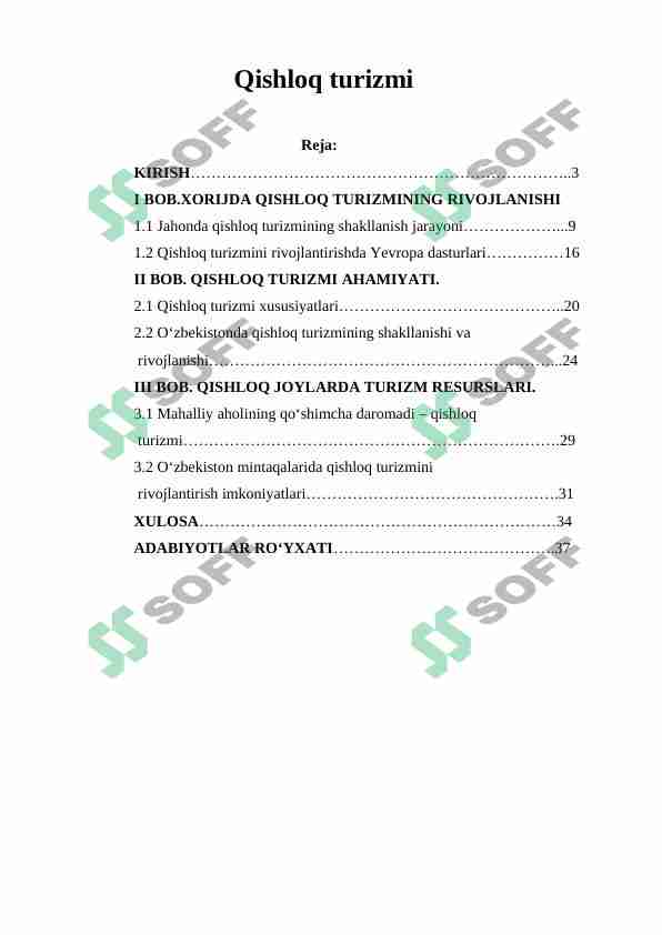 QISHLOQ TURIZMI 1