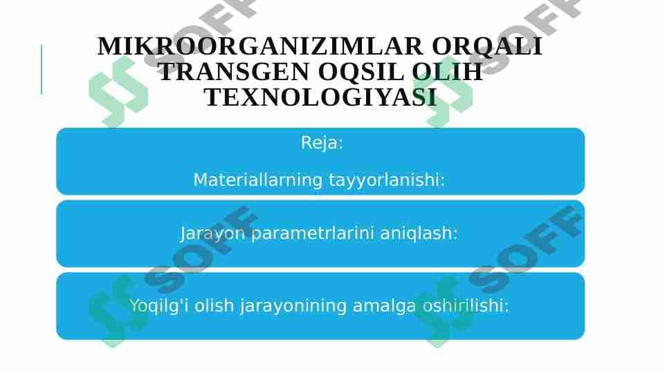 Mikroorganizimlar orqali transgen oqsil olih texnologiyasi 1