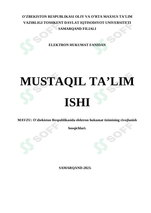 O'zbekiston Respublikasida elektron hukumat tizimining rivojlanish 1