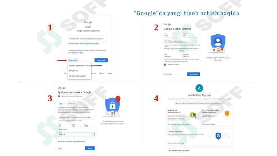 “Google”da yangi hisob ochish haqida 1