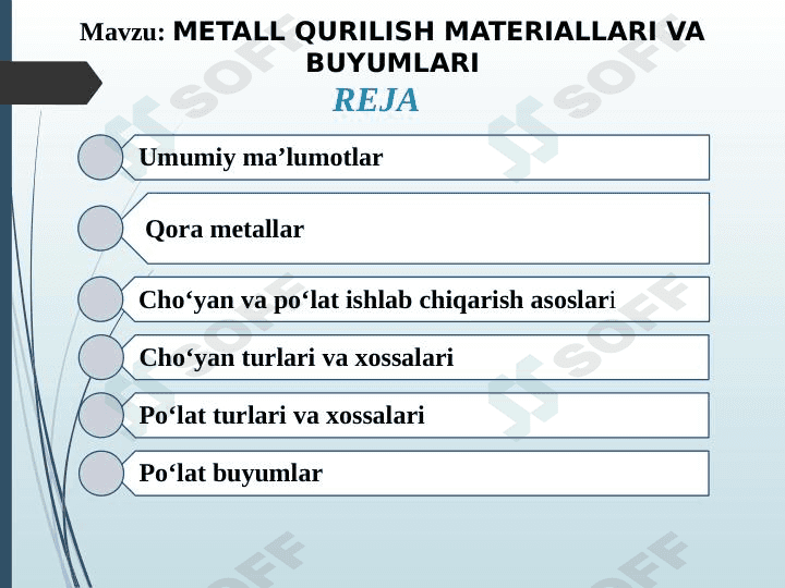 Metall Qurilish materiallari va buyumlari 1
