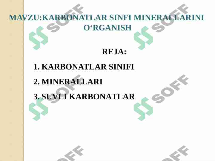 KARBONATLAR SINFI MINERALLARINI 1