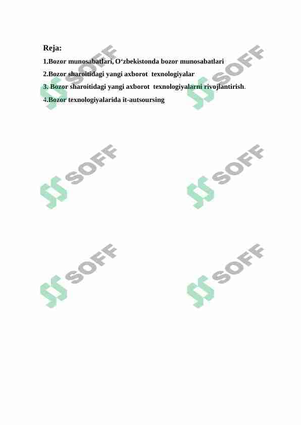 Bozor munosabatlari sharoitida  yangi axborot  texnologiyalarini rivojlantirish 1