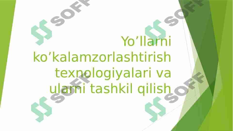 Yo’llarni ko’kalamzorlashtirish texnologiyalari va ularni tashkil qilish 1