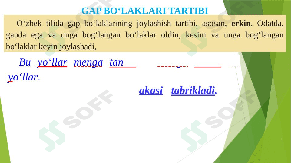 Gapning uyushiq,Ajratilgan bo’lakli bo’laklar. 1