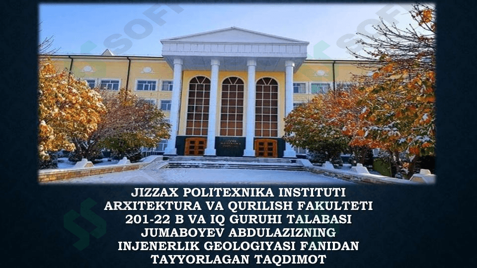 TOG‘ JINSLARI MASSIVINING DARZLIGI VA ULARNING TASNIFI. GRUNTLAR TARKIBIDAGI SUV TURLARI 1