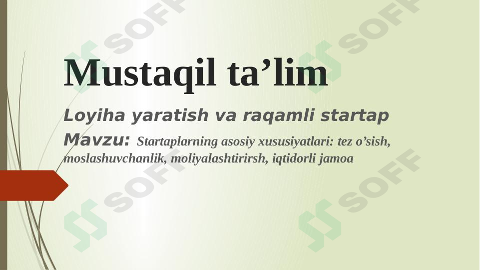 Startaplarning asosiy xususiyatlari 1