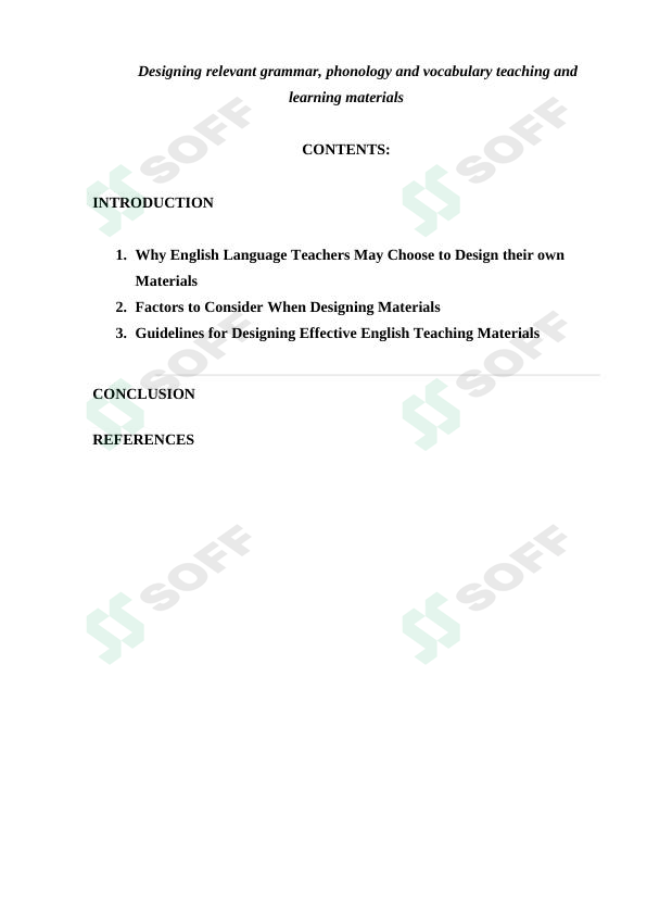 Designing relevant grammar, phonology and vocabulary teaching and learning materials