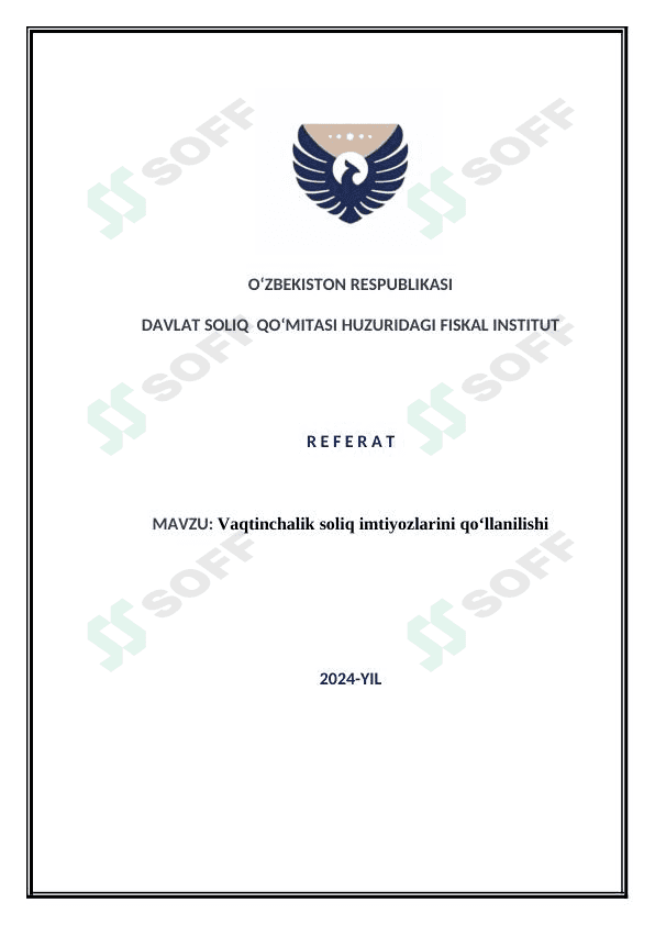 Vaqtinchalik soliq imtiyozlarini qo‘llanilishi 1