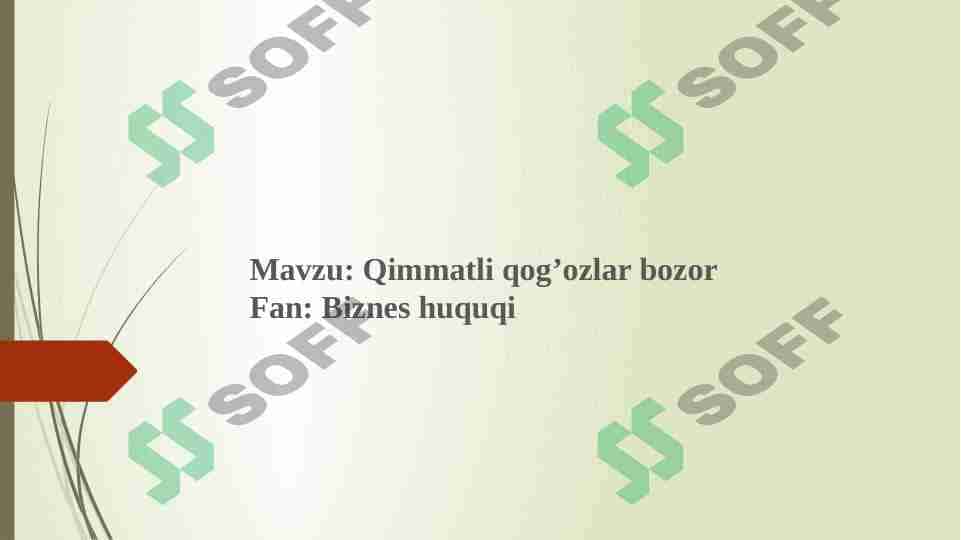 Qimmatli qog’ozlar bozor 1