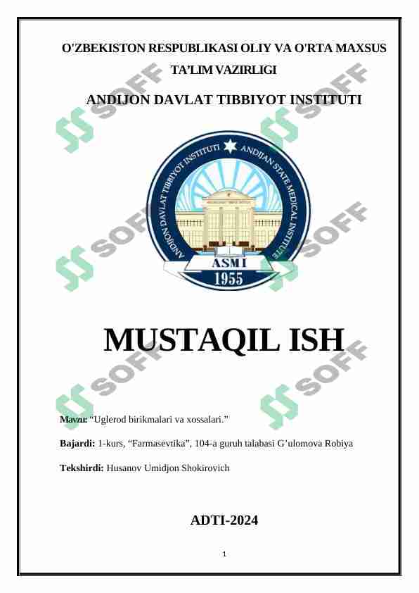 Uglerod birikmalari va xossalari - CARBON [C] 1