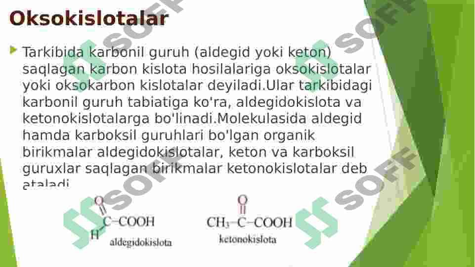 Oksokislotalarning izomeriyasi, nomenklaturasi. Atsetosirka efiri asosida sintezlar. 2