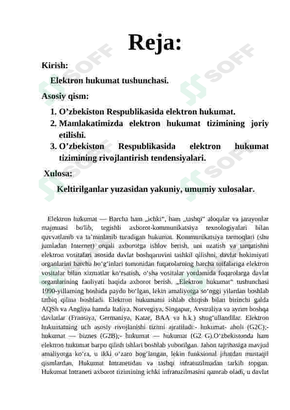 O'zbekiston Respublikasida elektron hukumat tizimining rivojlanish 2