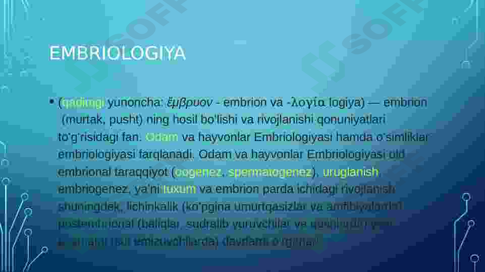 Embrional rivojlanish. Urug’lanish. Maydalanish. Gastriluatsiya. 2