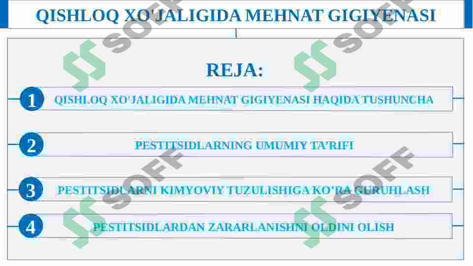 QISHLOQ XO'JALIGIDA MEHNAT GIGIYENASI. PESTITSIDLAR HAQIDA TUSHUNCHA 2