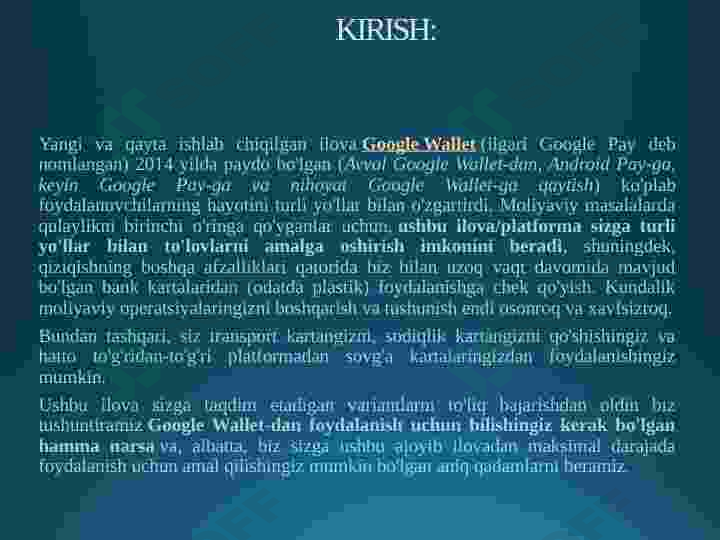 Google Wallet va uning imkoniyatlari 2