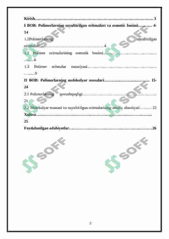 Polimerlarning suyultirilgan eritmalari 2