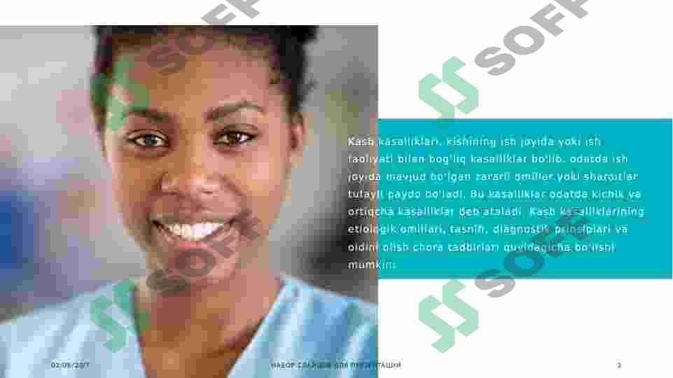 Kasb kasalliklarining etiologik omillari, tasnifi, diagnostik prinsiplariva oldini olish chora tadbirlari 2