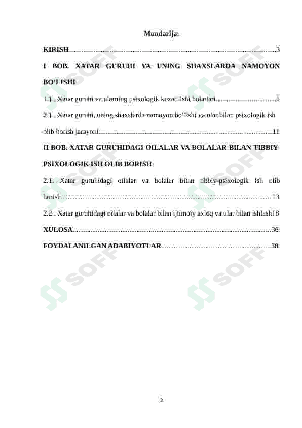 Xatar guruhdagi oilalar va bolalar bilan tibbiy-psixologik ish olib borish 2