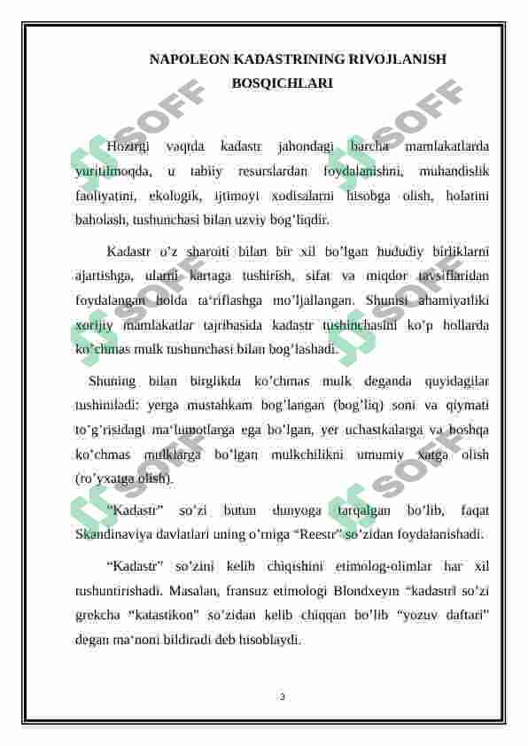 NAPOLEON KADASTRINING RIVOJLANISH BOSQICHLARI 3