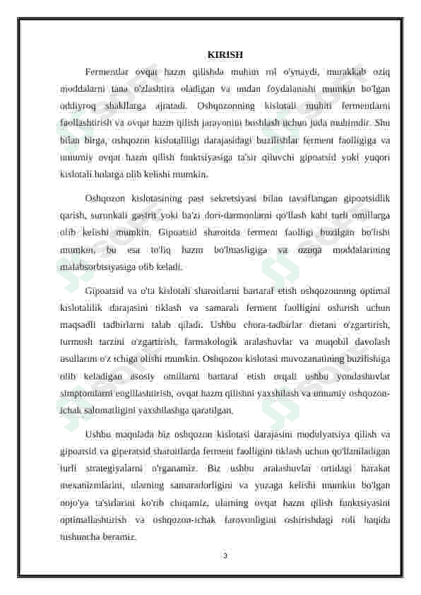 Fermentlar faolligini oshqozon kislotaliligini gipoatsid va giperatsid xolatlarda o’zgarishi va tiklash choralari 3