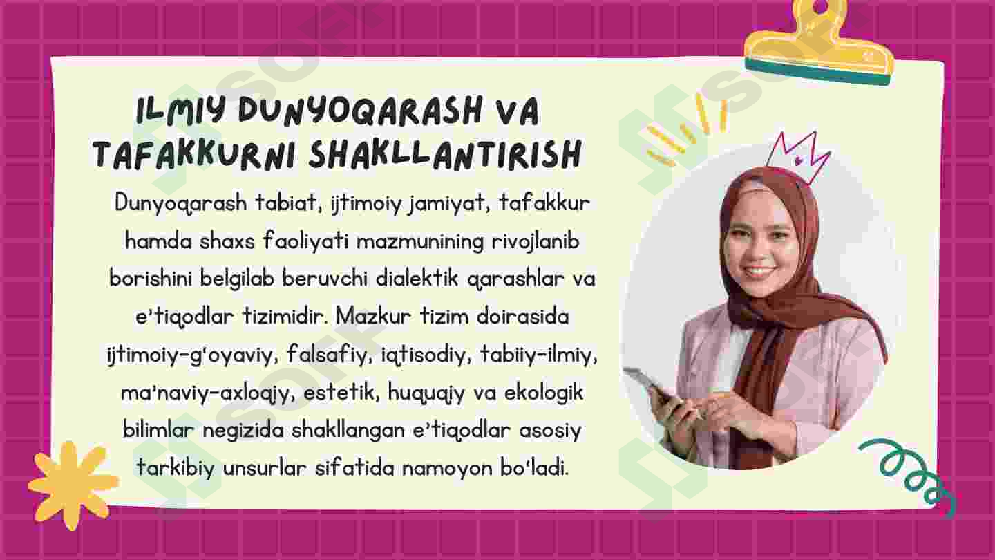 Ilmiy dunyoqarashni shakillantirish va o'quvchilarni aqliy tayyorlash 3