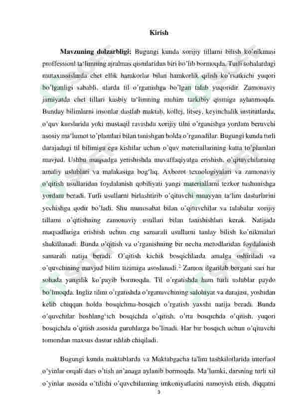 INGLIZ TILIDA TOG'LAR, TOR DARALAR VA G’ORLARNI  O’RGATISH ISHLANMA-LOYIHASI 3
