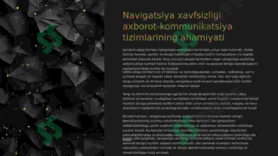 Navigatsiya xavfsizligi infokommunikatsiya tizimlarining radioaloqa tizimlari 4