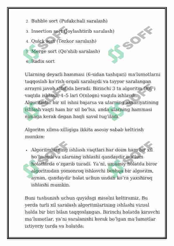 Saralash turlari va algoritmlar samaradorligi 4