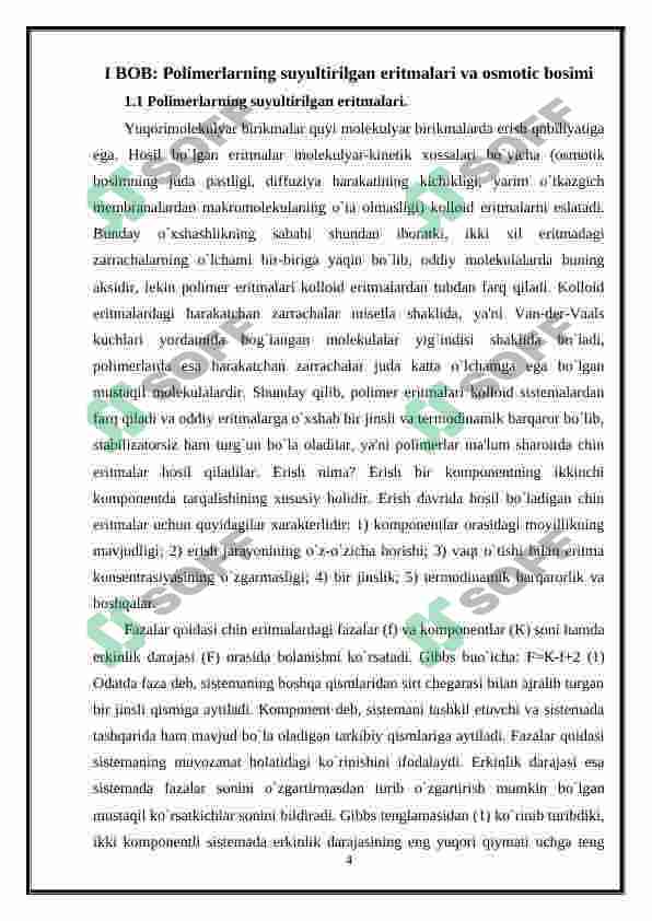 Polimerlarning suyultirilgan eritmalari 4