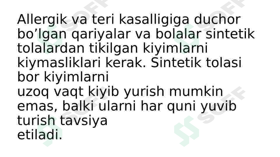 Kiyim boshlar va oyoq kiyimlari gigiyenasi. Kundalik turmushda foydalaniladigan sintetik polimerlar 4