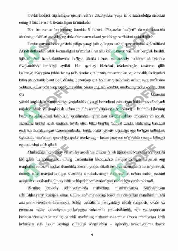 Marketing, uning vazifasi qoidalari va bozor tizimidagi o’rni 4