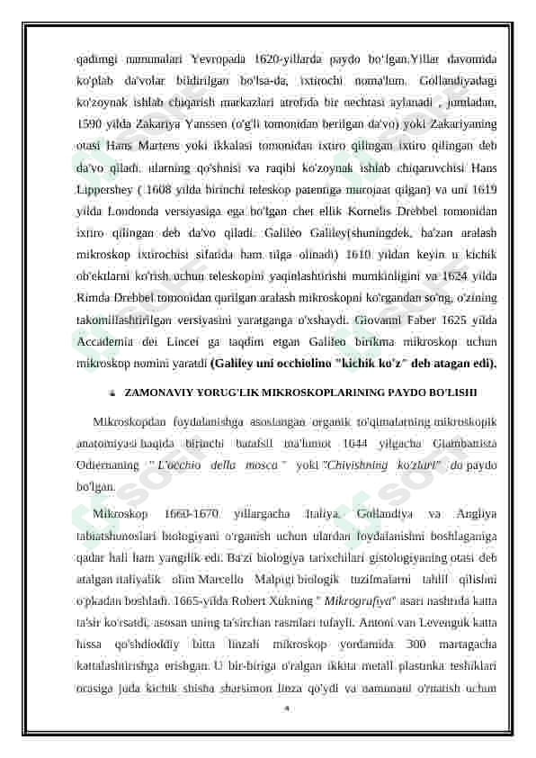 Mikroskop. Mikroskop bilan ishlash qoidasi. Vaqtinchalik preparat tayyorlash 4
