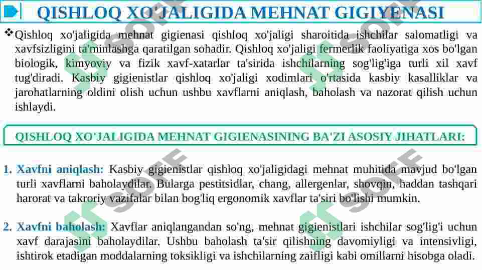 QISHLOQ XO'JALIGIDA MEHNAT GIGIYENASI. PESTITSIDLAR HAQIDA TUSHUNCHA 4