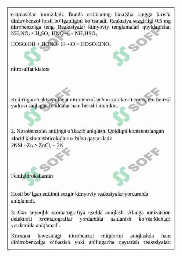 Nitrokenzol, toksikologik ahamyati ajratib olish va tahlil qilish 4