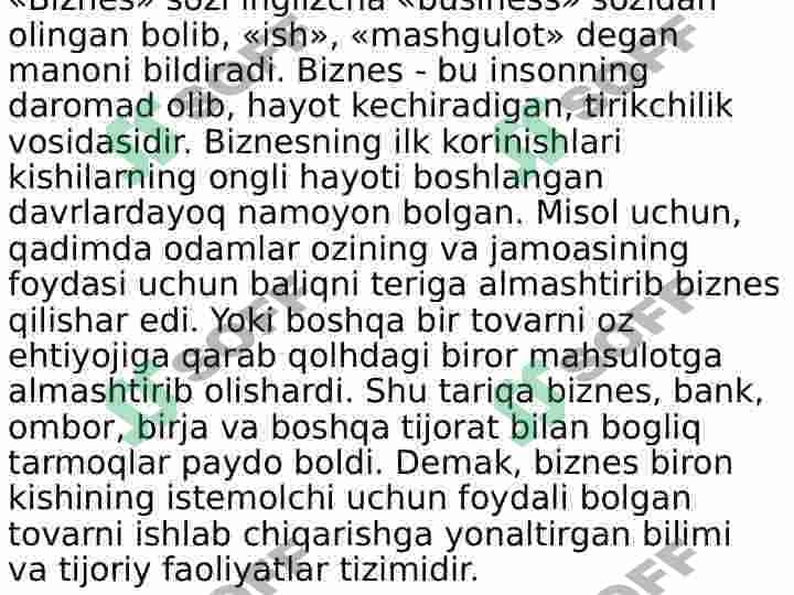 Biznes reja haqida tushuncha va mening biznes rejam. 4