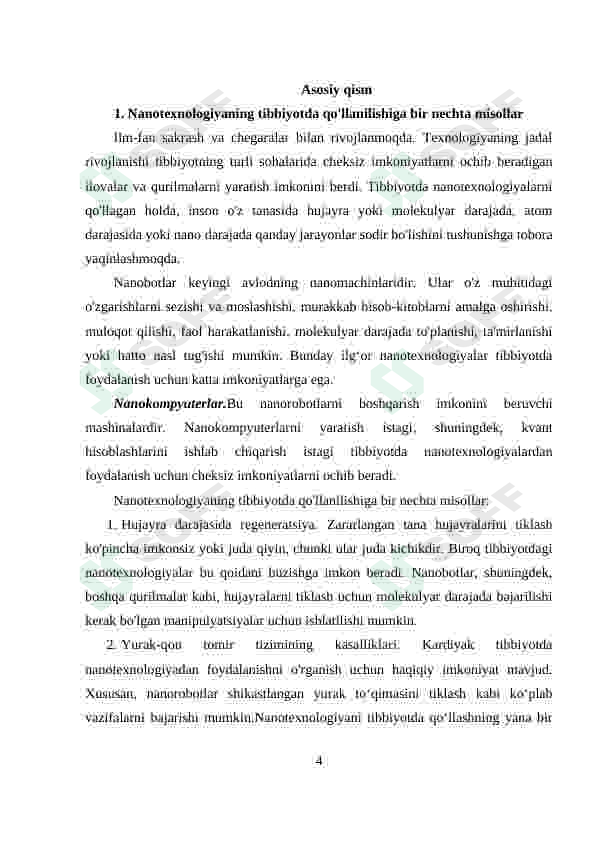 Bugungi kun tibbiyotning turli sohalarida nanotexnologiyalaridan foydalanishning asosiy sabablari hamda uning natijalari 4