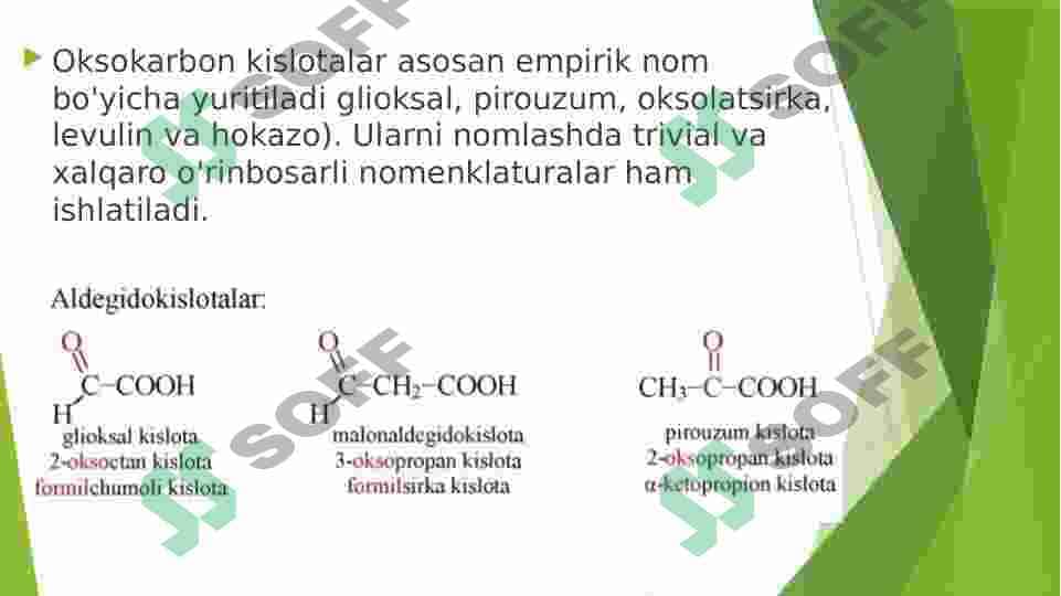 Oksokislotalarning izomeriyasi, nomenklaturasi. Atsetosirka efiri asosida sintezlar. 4