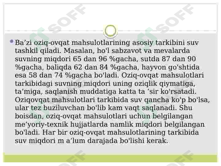 Oziq-ovqat mahsulotlarining kimyoviy tarkibi 5