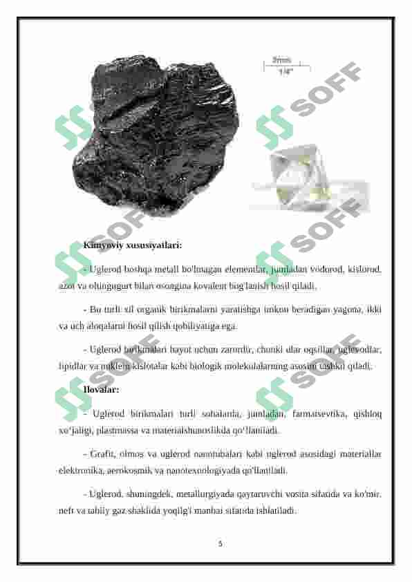 Uglerod birikmalari va xossalari - CARBON [C] 5