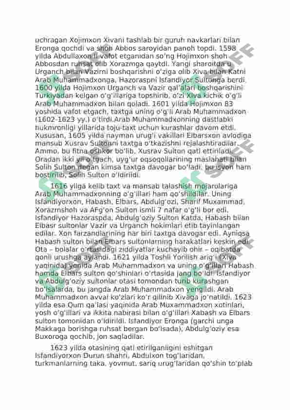 XVI-XVII asrlarda Xiva xonligi 5