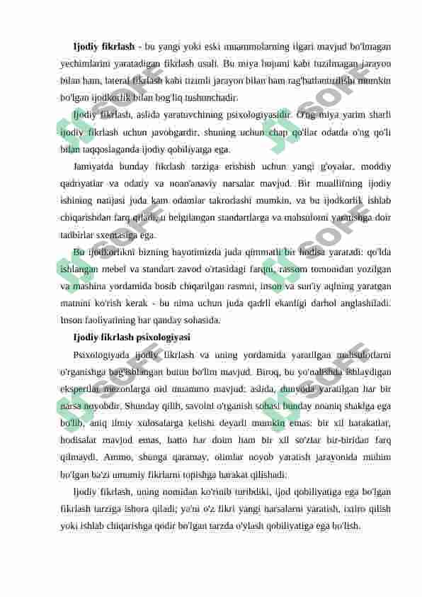 IJODIY VA LATERAL FIKRLASHNING XUSUSIYATLARI. 6