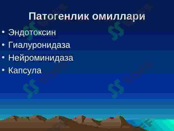 O'ta hafli yuqumli kasallik qo'zg'atuvchilari    Brutsyellyez, Kuydirgi   (sibir yarasi), O'lat (Chuma), Tulyaryemiya 7