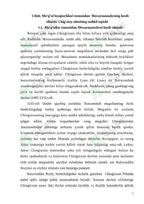 CHIGATOY ULUSINING TASHKIL TOPISHI 7