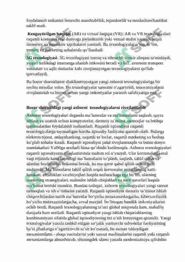 Bozor munosabatlari sharoitida  yangi axborot  texnologiyalarini rivojlantirish 7