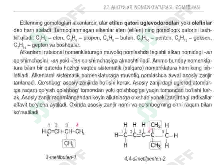Alkenlarning olinishi. 7