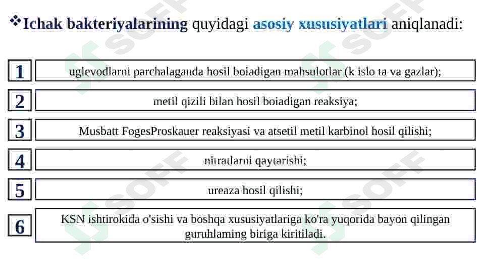 ICHAK YUQUMLI KASALLIK QO’ZG’ATUVCHILARI. ESHERIXIOZLAR, ICHBURUG’ KASALLIKLARINI LABARATOR TASHXISI 7