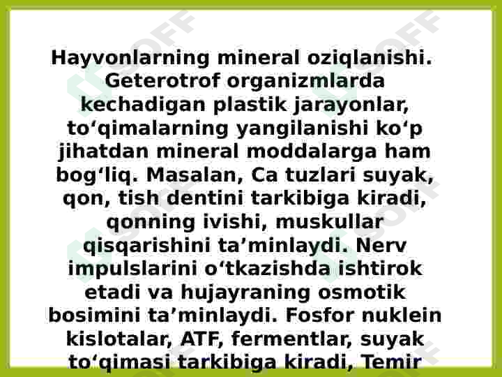 Oziqlanish. Oziqlanish turlari 8